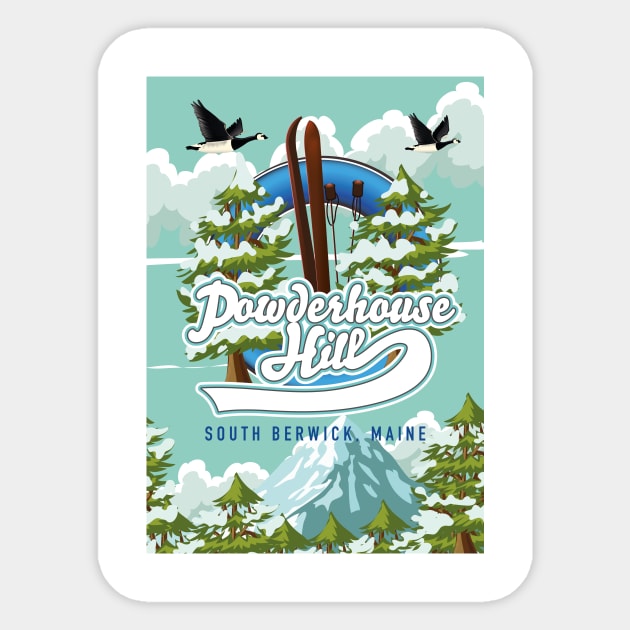 Powderhouse Hill ,South Berwick ,Maine ski poster Sticker by nickemporium1